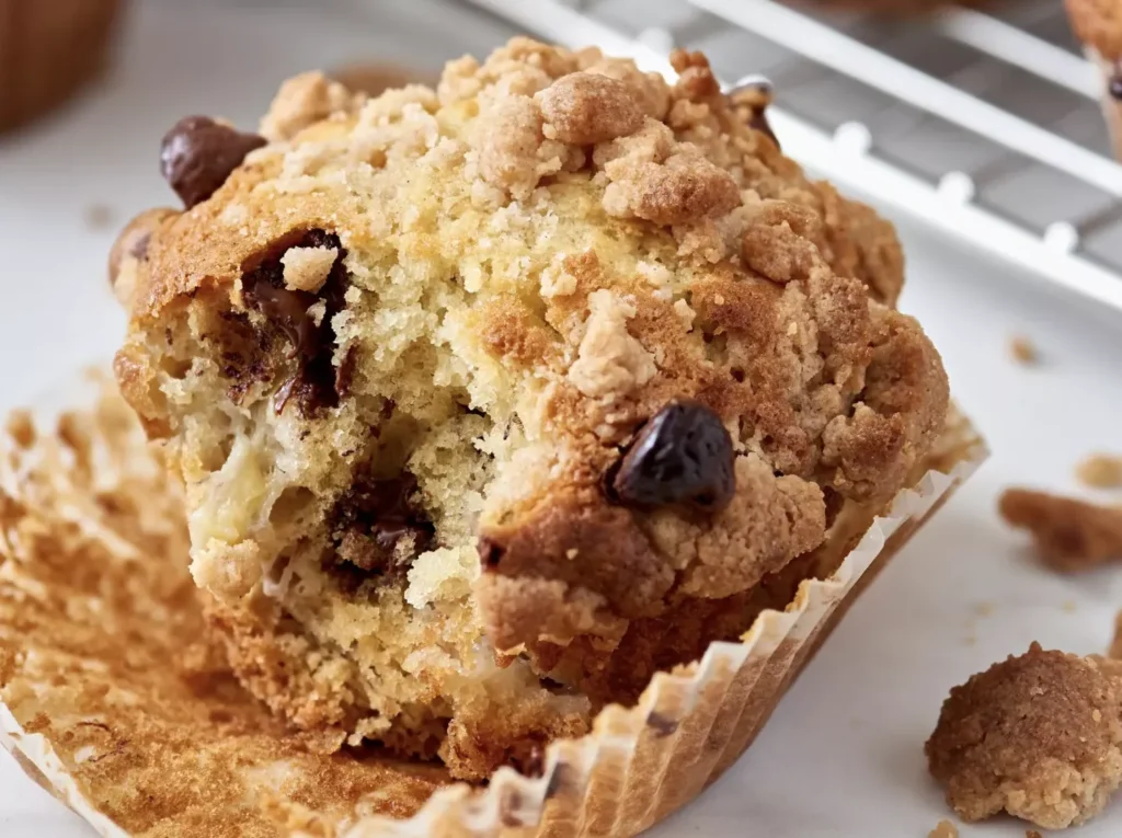 Banana Chocolate Chip Crumb Muffins