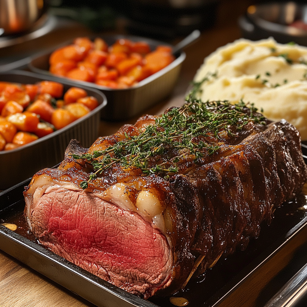 Juicy beef boneless rib roast recipe served for a holiday dinner