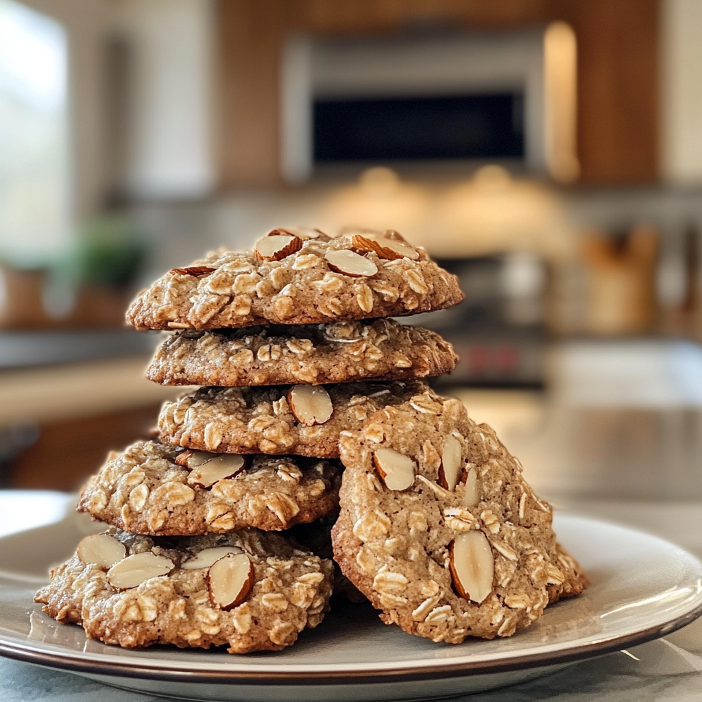 Freshly baked almond flour oatmeal cookies.